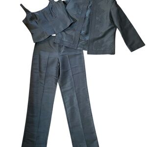 Linda Allard Ellen Tracy women’s 3pc Silk  Pantsuit Set S